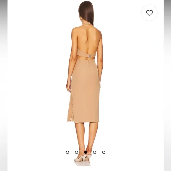 Bardot Amara Halter Midi Dress in Beige Medium Bardot Amara Halter Midi Dress in Beige Medium